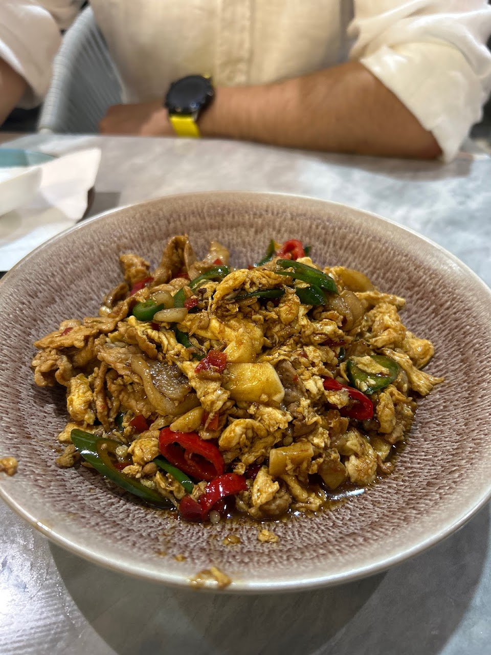 Spicy stir fried dish with chillies at Spice Paradise